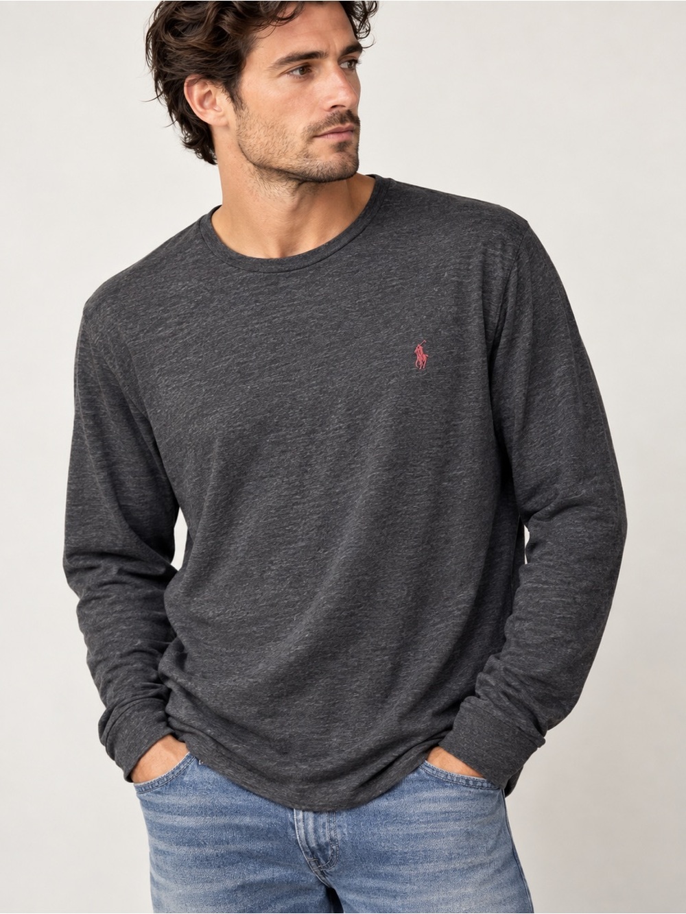Polo Ralph Lauren Men’s XL Custom Fit Heather Charcoal Long Sleeve Shirt